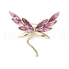 Dragonfly Alloy Rhinestone Brooches for Backpack Clothes JEWB-M067-05A-G-1