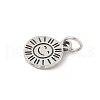 925 Sterling Silver Smiling Face Sun Charms with Jump Rings STER-D305-04AS-2