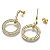 Brass Micro Pave Clear Cubic Zirconia Dangle Stud Earrings EJEW-S208-119-NF-2