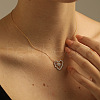 Heart 925 Sterling Silver Micro Pave Clear Cubic Zirconia Hollow Pendant Necklaces for Women FS-WG64B65-01-2