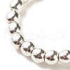 Synthetic Hematite Round Beaded Finger Ring with 304 Stainless Steel Yin Yang Charms RJEW-JR00473-03-6