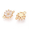 Brass Pave Clear Cubic Zirconia Connector Charms KK-N267-02D-G-2