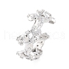 Brass Micro Pave Clear Cubic Zirconia Cuff Rings for Women RJEW-G345-02P-4