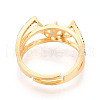 Brass Micro Pave Clear Cubic Zirconia Adjustable Ring Settings KK-T076-13G-3