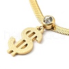 Crystal Rhinestone Dollar Sign Pendant Necklace with Herringbone Chains NJEW-I116-03G-1