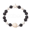 Synthetic Turquoise and Natural Lava Rock Beads Stretch Bracelets for Men Women BJEW-JB11824-02-2