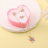 Butterfly Alloy Enamel Pendant Necklaces & Stud Earrings & Rings Sets FS-WGCE538-01-2