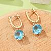 Flat Round Brass Pave Cubic Zirconia Hoop Earrings for Women EJEW-G428-22G-1