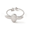 Non-Tarnish 304 Stainless Steel Owl Open Cuff Rings for Women RJEW-H136-01P-2
