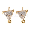Brass Clear Cubic Zirconia Stud Earrings Finding for Women EJEW-B107-13G-1