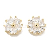 Rack Plating Brass Micro Pave Clear Cubic Zirconia Buttons KK-K293-15G-1