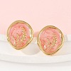 304 Stainless Steel Oval Stud Earrings STAS-D368-02G-4