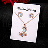 Oval Alloy & Acrylic Imitation Moonstone Pendant Necklaces & Stud Earrings & Rings Sets FS-WG10CC3-01-1-4