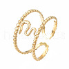 304 Stainless Steel Snake Open Cuff Ring RJEW-T023-96G-3