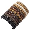 12Pcs 12 Styles Synthetic Lava Rock Stretch Bracelets Sets BJEW-JB10936-5