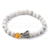 Men's Natural Howlite & Lava Rock Stretch Beaded Bracelets Sets BJEW-JB05429-9