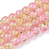 1Strand Two Tone Transparent Crackle Glass Round Beads Strands X-CCG-Q002-8mm-03-1