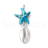 7Pcs 7 Styles Dyed Synthetic Turquoise Starfish & Alloy Sea Animals Pendants PALLOY-JF03754-04-3