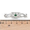 Rack Plating Brass Pave Green Glass Fold Over Clasps KK-B078-12P-2