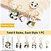  6Pcs 6 Style Panda & Bamboo Leaf Alloy Enamel Dangle Leverback Earrings for Women HJEW-NB0001-37-6
