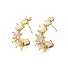 Star Brass Micro Pave Clear Cubic Zirconia Stud Earrings EJEW-R018-02G-4