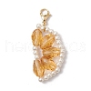 Orange Glass Pearl & Glass Beads Pendant Decorations HJEW-TA00336-03-2