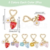 10Pcs 5 Colors Acrylic Strawberry & Alloy Enamel Flower Pendant Decorations HJEW-WR00003-2