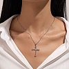 Alloy Full Crystal Rhinestone Religion Cross Pendant Cable Chain Necklaces for Women PW-WG8E4F5-01-2