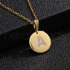 Brass Micro Pave Clear Cubic Zirconia Flat Round with Letter Pendant Necklaces FS-WG00655-01-1