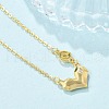 925 Sterling Silver Pave Clear Cubic Zirconia Heart Pendant Necklaces for Women NJEW-D315-04G-3