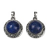 Dyed Natural Lapis Lazuli Half Round Pendants PALLOY-R159-01AS-09-1