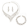 Horse Eye Alloy Crystal Rhinestone & Plastic Pearl Chain Necklaces & Stud Earrings & Bracelets Sets  FS-WG3003B-01-3