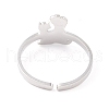 Kittens and Puppies 304 Stainless Steel Cuff Ring for Women RJEW-B035-09P-3