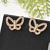 Butterfly Brass Micro Pave Clear Cubic Zirconia Stud Earrings for Women EJEW-G428-07G-2