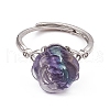 Flower Natural Fluorite Adjustable Rings KK-G273-10P-3