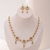 Flat Round & Teardrop Alloy with Rhinestone Pendant Necklaces & Hoop Earrings Sets FS-WG15CFD-02-2