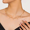 Stainless Steel Crystal Rhinestone Triangle Tassel Oval Link Chain Necklaces for Women IJ7847-4