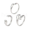 Non-Tarnish 304 Stainless Steel Teardrop Open Cuff Rings for Women RJEW-C095-06P-1