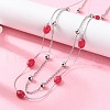 304 Stainless Steel & Dyed Natural Malaysia Jade Double Layer Necklaces for Women NJEW-A045-19P-2