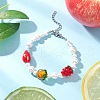 Handmade Lampwork Fruits & Shell Pearl Beaded Bracelets for Women BJEW-TA00650-1