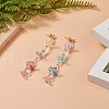 Natural Quartz Crystal & Glass Butterfly Beaded Dangle Stud Earrings EJEW-JE05197-3