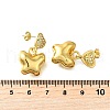 Heart with Butterfly Brass Micro Pave Clear Cubic Zirconia Dangle Stud Earrings EJEW-Z099-01G-5