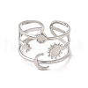 Star & Moon & Sun 304 Stainless Steel Open Cuff Ring Findings STAS-E066-10P-2