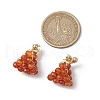 3Pairs Brass Natural Agate & Natural Amethyst & Natural Apatite Hoop Earrings EJEW-TA00620-5