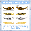 DICOSMETIC 120Pcs 4 Colors Tibetan Style Alloy Wing Charms TIBEP-DC0001-38-2