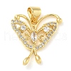 Butterfly Rack Plating Brass Micro Pave Cubic Zirconia Pendants KK-Z074-72G-2