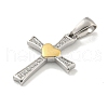 Ion Plating(IP) 304 Stainless Steel Cubic Zirconia Pendants STAS-C102-05GP-2
