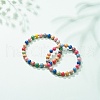 2Pcs 2 Size Natural Wood Round Beaded Stretch Bracelets Set for Kid and Parent BJEW-JB08568-2
