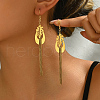 Stainless Steel Leaf Tassel Dangle Earrings EW2816-1