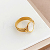 Retro Fashionable 304 Stainless Steel and Shell Finger Rings FS-WG8030D-04-2